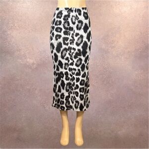 See You Monday Leopard Midi Skirt | Slip Silhouette Elastic Waist | XS